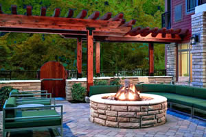 Courtyard with Fire Pit Overlooking the Pigeon River